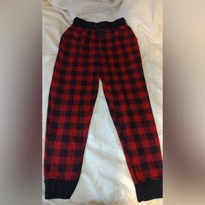 Red and black plaid pajama pants